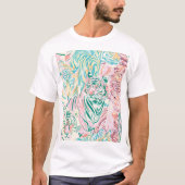 Pastel Kleur Tijger Art Patroon T-shirt (Voorkant)