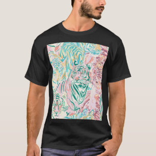 Pastel Kleur Tijger Art Patroon T-shirt