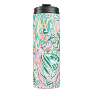 Pastel Kleur Tijger Art Patroon Thermosbeker