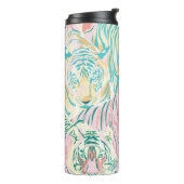 Pastel Kleur Tijger Art Patroon Thermosbeker (Gedraaid links)