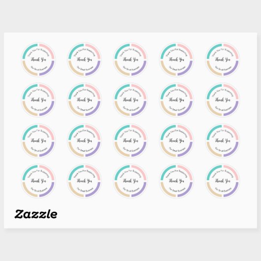 Pastel kleur trendy Dank u Sticker labels (Vel)