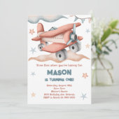  pastel kleur vliegtuig verjaardagsuitnodiging kaart (Staand voorkant)