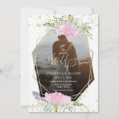 Pastel Kleur Wildflower Lente Foto Bruiloft Kaart (Voorkant)