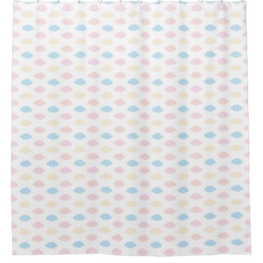 Pastel Kleur Wolken Roze Blauw Geel Modern Douchegordijn (Voorkant)
