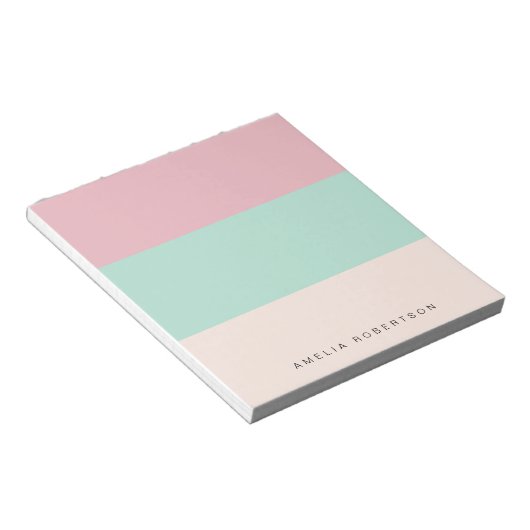 Pastel kleurblok gepersonaliseerd notitieblok (Schuin)