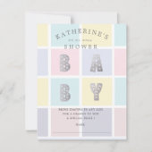 Pastel Kleurblok Gouden Baby Shower Prijswedstrijd RSVP Kaartje (Voorkant)