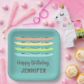 Pastel kleurde Kayaks op Blauwgroen gepersonalisee Papieren Bordje (Feest)