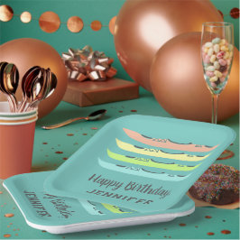 Pastel kleurde Kayaks op Blauwgroen gepersonalisee Papieren Bordje