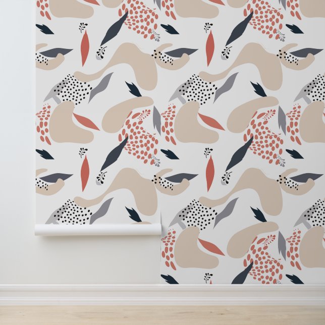 Pastel Kleuren Abstract Bloemen Patroon Behang (Applicatie)