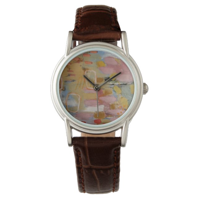 Pastel kleuren Abstract Design Watch Horloge (Voorkant)