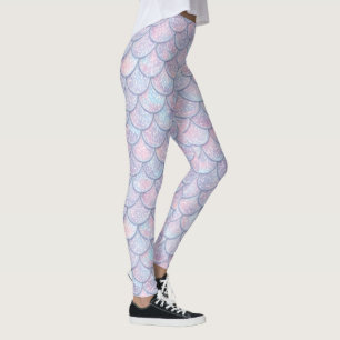Pastel kleuren abstract visschalen patroon leggings
