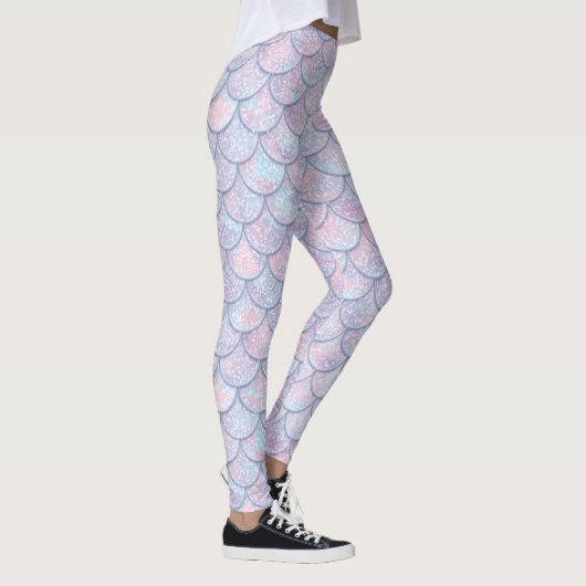 Pastel kleuren abstract visschalen patroon leggings (Rechts)