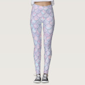 Pastel kleuren abstract visschalen patroon leggings (Voorkant)