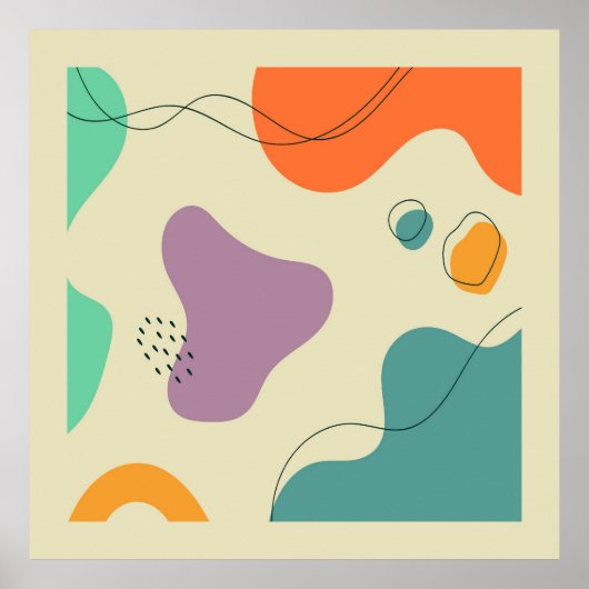 Pastel kleuren abstracte vormen moderne achtergron poster (Voorkant)