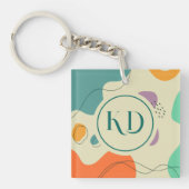 Pastel kleuren abstracte vormen moderne achtergron sleutelhanger (Voorkant)