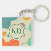 Pastel kleuren abstracte vormen moderne achtergron sleutelhanger (Achterkant)