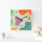 Pastel kleuren abstracte vormen moderne achtergron vierkante klok (Huis)