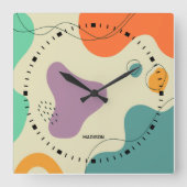 Pastel kleuren abstracte vormen moderne achtergron vierkante klok (Voorkant)