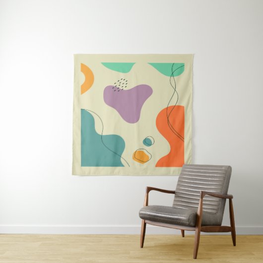 Pastel kleuren abstracte vormen moderne achtergron wandkleed (In Situ (horizontaal))