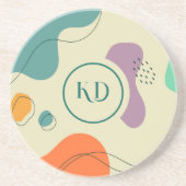 Pastel kleuren abstracte vormen moderne achtergron zandsteen onderzetter (Voorkant)