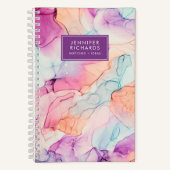 Pastel Kleuren Alcohol Inkt Gepersonaliseerd Notitieboek (Voorkant)