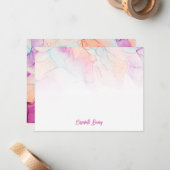Pastel Kleuren Alcohol Inkt Gepersonaliseerd Notitiekaartje (Voorkant / Achterkant in situ)