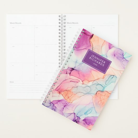 Pastel Kleuren Alcohol Inkt Gepersonaliseerd Planner (Display)