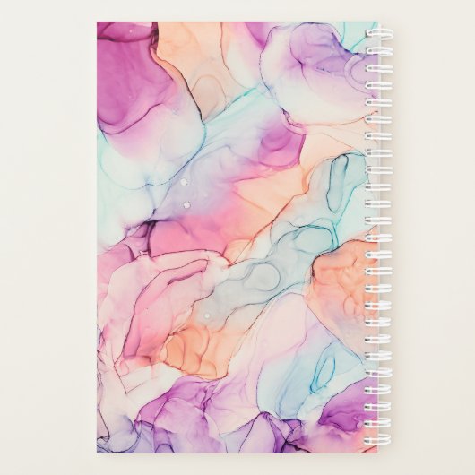 Pastel Kleuren Alcohol Inkt Gepersonaliseerd Planner (Achterkant)