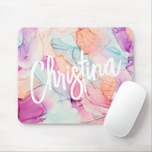 Pastel Kleuren Alcohol Inkt Vlek Patroon Mousepad Muismat