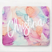 Pastel Kleuren Alcohol Inkt Vlek Patroon Mousepad Muismat (Voorkant)