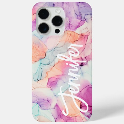 Pastel Kleuren Alcoholinkt Abstract Patroon Case-Mate iPhone Case (Achterkant)