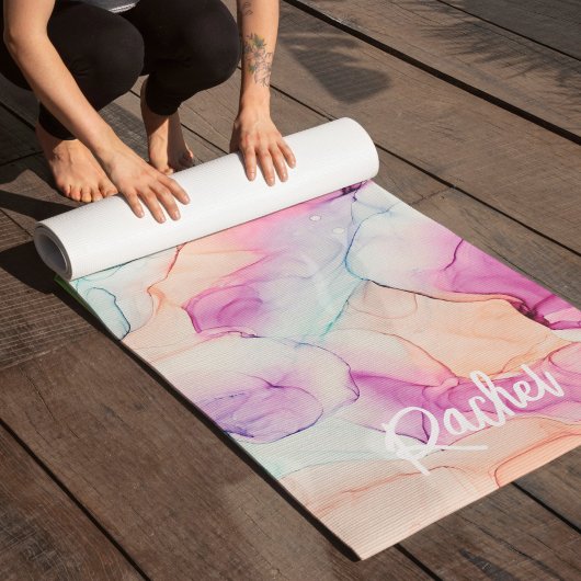 Pastel Kleuren Alcoholinkt Abstract Patroon Yogamat