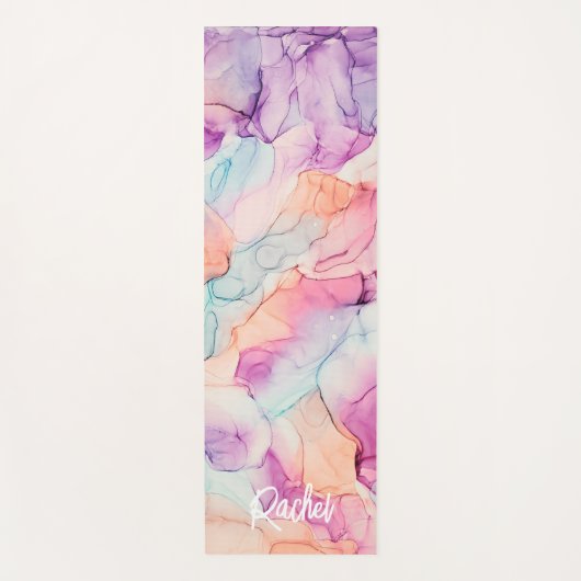 Pastel Kleuren Alcoholinkt Abstract Patroon Yogamat (Voorkant)