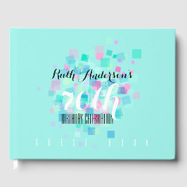 Pastel Kleuren Aqua 70e Verjaardagsfeestje Gastenb Gastenboek