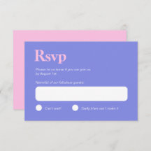 Pastel Kleuren Blauw en Roze Minimalistische RSVP 