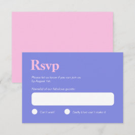 Pastel Kleuren Blauw en Roze Minimalistische RSVP  Kaartje