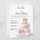 Pastel Kleuren Bloemen MultiTier Cake Bruids Thee Kaart (Voorkant)