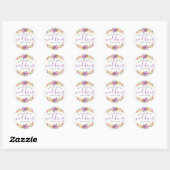 Pastel kleuren bloemenkrans rand ronde sticker (Vel)