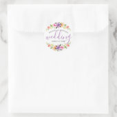 Pastel kleuren bloemenkrans rand ronde sticker (Tas)