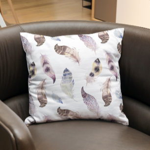 Pastel kleuren boho veren patroon kussen