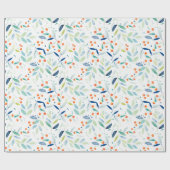 Pastel kleuren botanische bladeren en bessen patro cadeaupapier (Vlak)