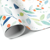 Pastel kleuren botanische bladeren en bessen patro cadeaupapier (Rol Hoek)