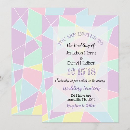 Pastel Kleuren Bruiloft uitnodigingen (Voorkant / Achterkant)