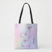 pastel kleuren butterflies patroon tote bag (Voorkant)