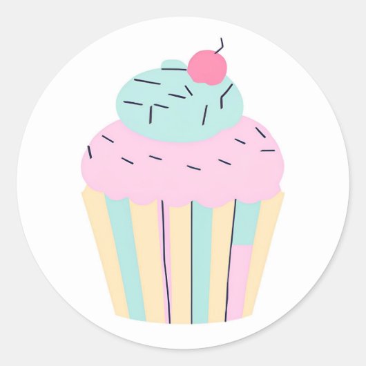 Pastel Kleuren Cupcake Bakkerij Ronde Sticker (Voorkant)