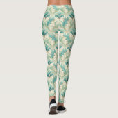 Pastel kleuren delicate sierbloemen motieven 2 leggings (Achterkant)