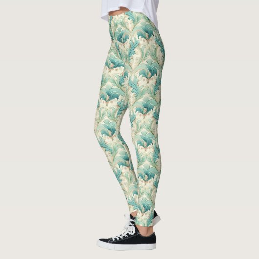Pastel kleuren delicate sierbloemen motieven 2 leggings (Links)