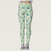 Pastel kleuren delicate sierbloemen motieven 2 leggings (Voorkant)