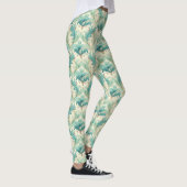 Pastel kleuren delicate sierbloemen motieven 2 leggings (Rechts)