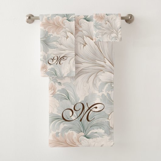 Pastel kleuren delicate sierbloemen motieven bad handdoek (Insitu)